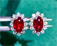 0.8ct Natural Pigeon Blood Ruby Studs, 18k gold