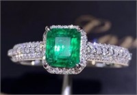 0.72ct Natural Emerald Ring, 18k gold