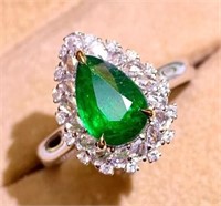 1.32ct Natural Emerald Ring, 18k gold