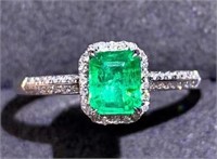 0.48ct Natural Emerald Ring, 18k gold