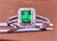 0.34ct Natural Emerald Ring, 18k gold