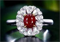 1.14ct Pigeon Blood Ruby Ring, 18k Yellow Gold