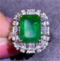 3.6ct Natural Emerald Ring, 18k gold