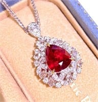4.05ct Pigeon Blood Ruby Pendant, 18k Yellow Gold