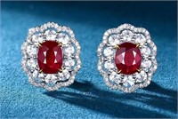 1.65ct Natural Pigeon Blood Ruby Studs, 18k gold