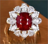 4.17ct Natural Pigeon Blood Ruby Ring, 18k gold