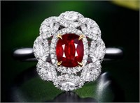 1.04ct Pigeon Blood Ruby Ring in 18k Yellow Gold