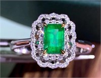 0.63ct Natural Emerald Ring, 18k gold