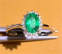 0.6ct Natural Emerald Ring, 18k gold