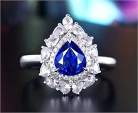 1.37ct Natural Royal Blue Sapphire Ring, 18k gold