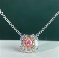 0.16ct Natural Pink Diamond Necklace, 18k gold