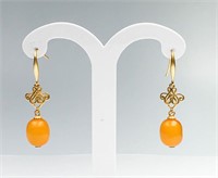 Natural Amber Earrings 925 Silver