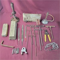 Box Lot Misc Tools, files, Allen wrenchs, metal