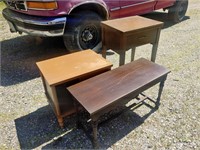 Piano Bench, Sewing Machine and small cubby