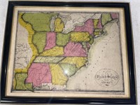 Vintage east coast framed map
