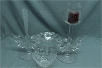Lot of Glassware - Candle Holders, Bowls, Vase