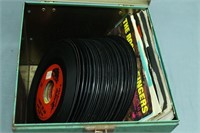 Vintage Metal Case Filled w/ 45's Vinyl Albums