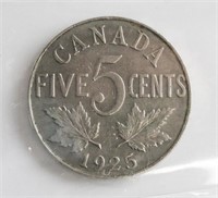 1926 Canada 5 Cent Olympic Coin ICCS COA F-12