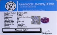62.40ct Oval Cut Red Natural Ruby GLI