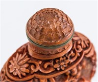 Chinese Lacquer Carved Snuff Bottle Qianlong