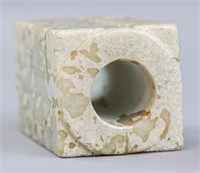 Chinese White Jade Carved Cong