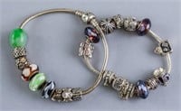 Lot of 2 Pandora Style Charms and Bracelet