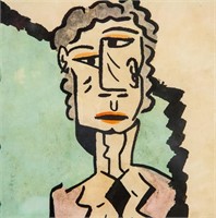 Spanish Watercolor Portrait Signed Picasso 17.3.54
