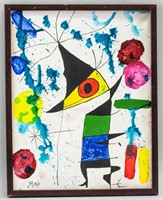 Spanish Surrealist Acrylic on Canvas Signed Miro