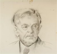 Iver Rose American Charcoal on Paper Portrait