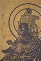 Chinese Gilt Painting on Silk Guanyin