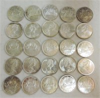 Lot of 25 - 1966 Canada silver dollars, unc