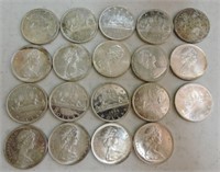 Lot of 19 - 1966 Canada silver dollars, unc