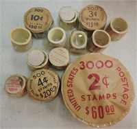 US stamp lot of 13 rolls of stamps