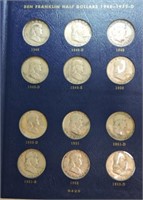 Franklin half album, complete, 35 coins