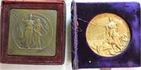 Lot of 2 early medals - bronze silver medal