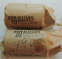 2 BU rolls 1967 Canada halves