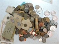 Large lot foreign coins & currency, some silver,