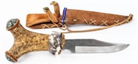 Knife Handmade Stag Handle with Sheath