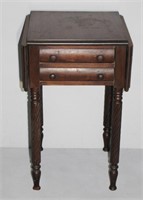 antique mahogany spiral leg dropleaf side table