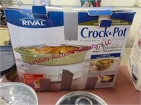 Rival Stoneware Crock Pot Slow Cooker, 5 Qt., NIB