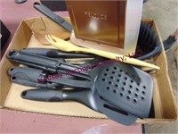 Flat with Cooking spatulas, various brands, and