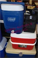 3-hard sided cooler and 1 soft sided