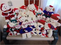 1-lot of stuffed christmas teddy bears,