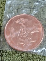 MASONIC EMBLEM 1 OZ. 999 FINE COPPER ROUND, 40 MM