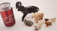 Collection d'éléphants dont marbre et porcelaine