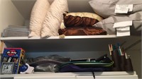 Closet Shelf Contents- Toss Pillows, Linens and