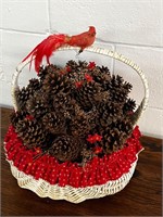 Vintage Christmas pinecone basket