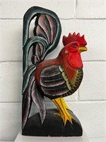 Hand carved and painted wood rooster