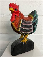 Hand carved and painted wood hen chicken.