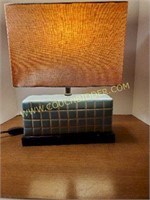 Vintage  Teal Glass  Lamp 14.5 " x 11"